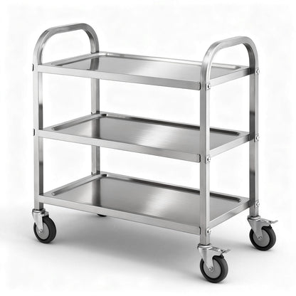 Cefito 3-Tier Stainless Steel Kitchen Trolley with Wheels 89X50X83cm-Furniture > Dining > Kitchen Sinks-PEROZ Accessories