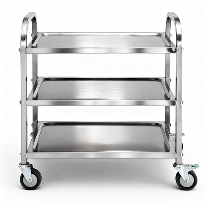 Cefito 3-Tier Stainless Steel Kitchen Trolley with Wheels 89X50X83cm-Furniture > Dining > Kitchen Sinks-PEROZ Accessories
