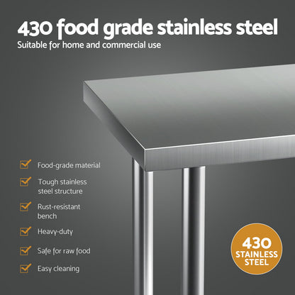 Cefito Stainless Steel Kitchen Benches Work Bench 610x457mm 430-Furniture &gt; Dining &gt; Kitchen Sinks-PEROZ Accessories