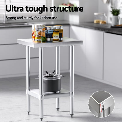 Cefito Stainless Steel Kitchen Benches Work Bench 610x457mm 430-Furniture &gt; Dining &gt; Kitchen Sinks-PEROZ Accessories