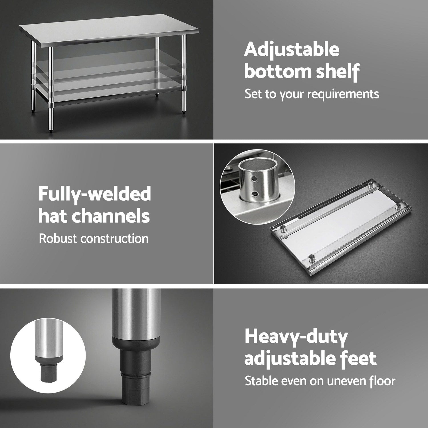 Cefito 1524x762mm Stainless Steel Kitchen Bench 430