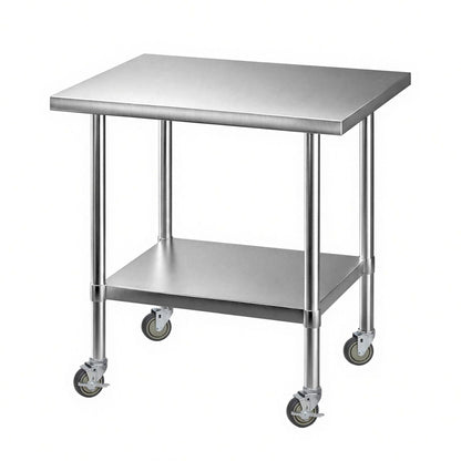 Cefito 914x762mm Stainless Steel Kitchen Bench w/ Splashback Work Table Prep Bench Commercial 430