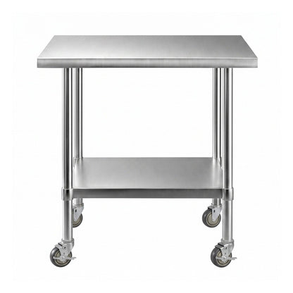 Cefito 914x762mm Stainless Steel Kitchen Bench w/ Splashback Work Table Prep Bench Commercial 430