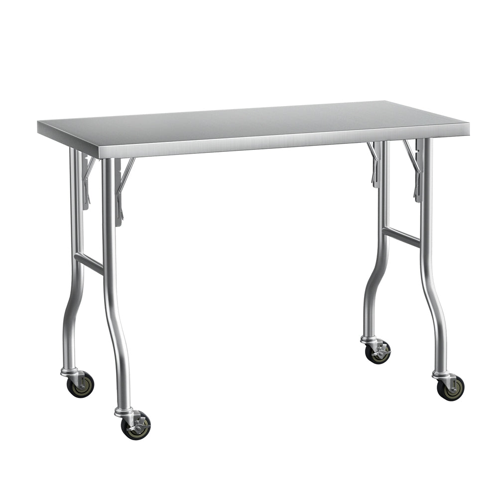 Cefito Stainless Steel Kitchen Benches Work Bench Wheels 122X61CM 430-Furniture &gt; Dining &gt; Kitchen Sinks-PEROZ Accessories