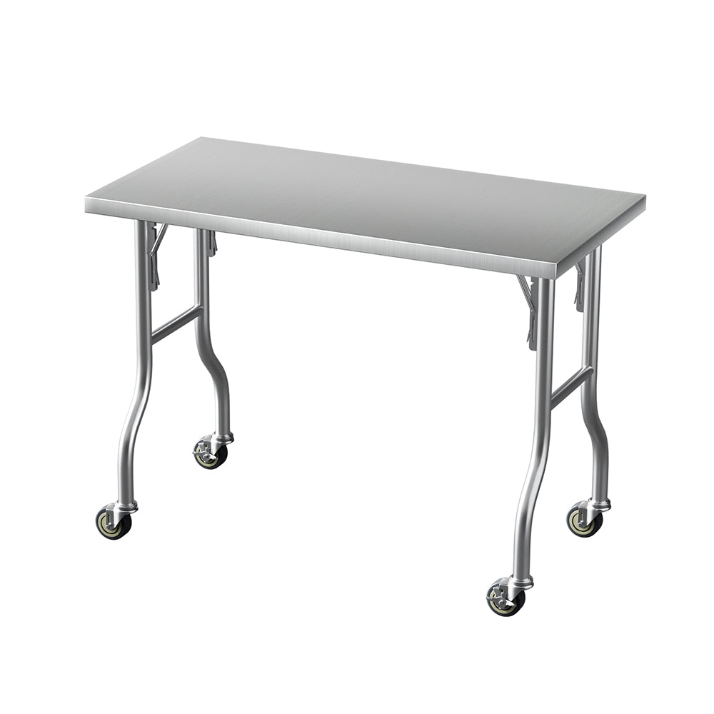 Cefito Stainless Steel Kitchen Benches Work Bench Wheels 122X61CM 430-Furniture &gt; Dining &gt; Kitchen Sinks-PEROZ Accessories