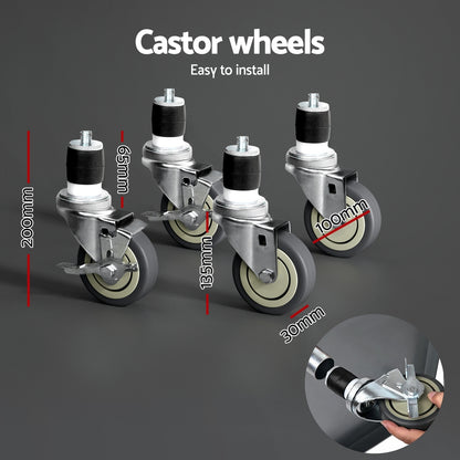 Cefito Stainless Steel Kitchen Benches Work Bench Wheels 122X61CM 430-Furniture &gt; Dining &gt; Kitchen Sinks-PEROZ Accessories