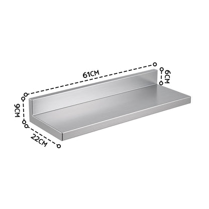 Cefito 610 x 220mm 430 Stainless Steel L-Shaped Kitchen Wall Shelf-Tools > Tools Storage > Wall Storage Racks-PEROZ Accessories