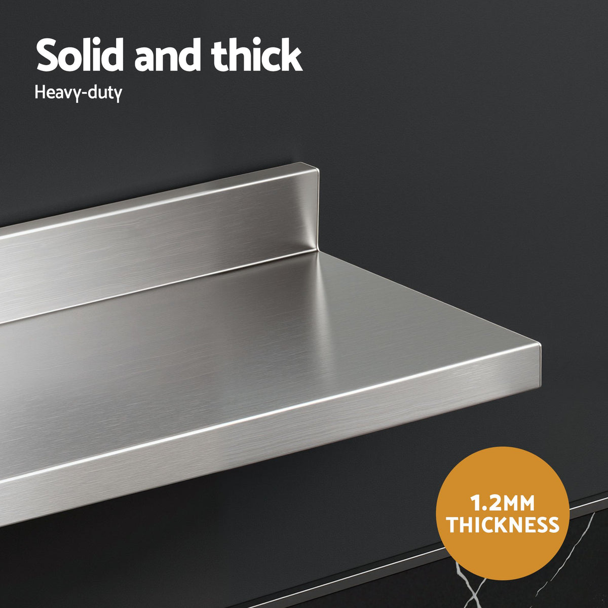 Cefito 610 x 220mm 430 Stainless Steel L-Shaped Kitchen Wall Shelf-Tools > Tools Storage > Wall Storage Racks-PEROZ Accessories