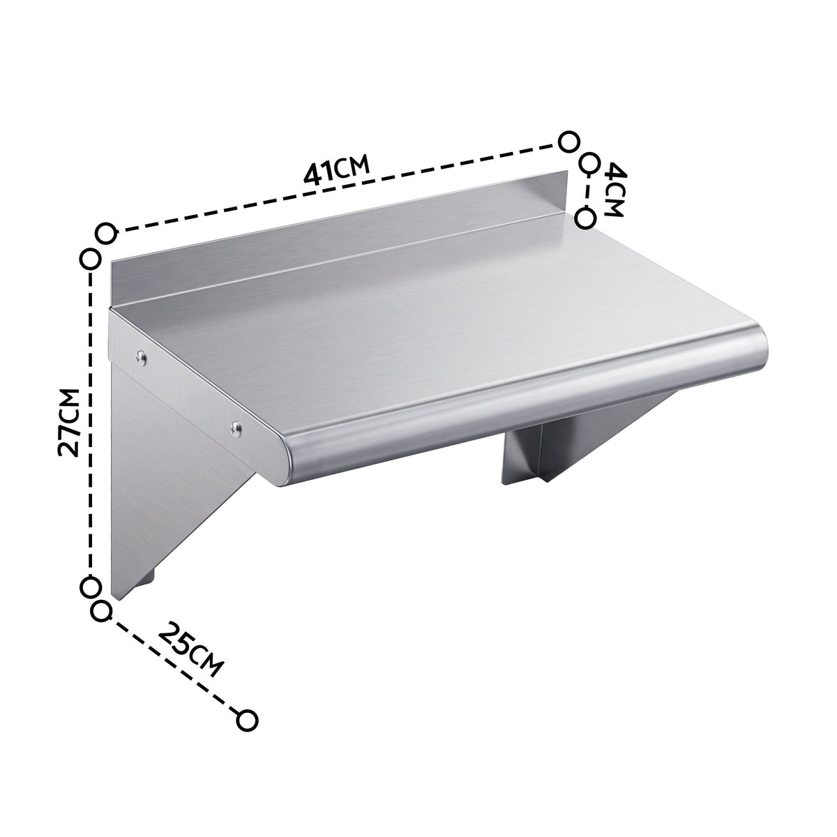 Cefito 410 x 250mm 430 Stainless Steel Compact Kitchen Wall Shelf-Tools > Tools Storage > Wall Storage Racks-PEROZ Accessories
