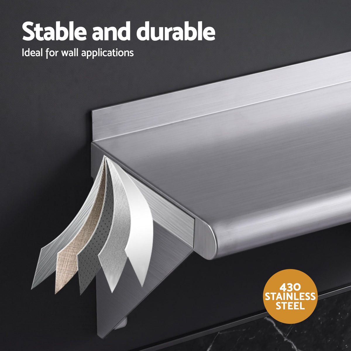 Cefito 410 x 250mm 430 Stainless Steel Compact Kitchen Wall Shelf-Tools > Tools Storage > Wall Storage Racks-PEROZ Accessories