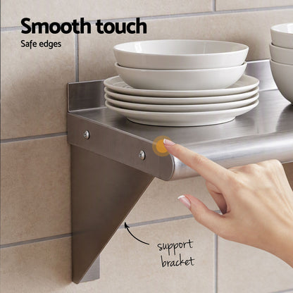 Cefito 410 x 250mm 430 Stainless Steel Compact Kitchen Wall Shelf-Tools > Tools Storage > Wall Storage Racks-PEROZ Accessories