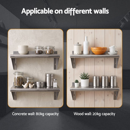 Cefito 410 x 250mm 430 Stainless Steel Compact Kitchen Wall Shelf-Tools > Tools Storage > Wall Storage Racks-PEROZ Accessories