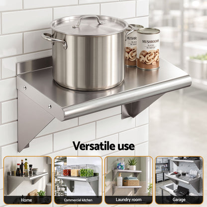 Cefito 410 x 250mm 430 Stainless Steel Compact Kitchen Wall Shelf-Tools > Tools Storage > Wall Storage Racks-PEROZ Accessories