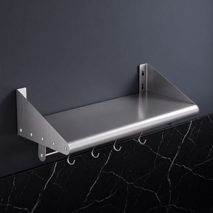 Cefito 610mm 430 Stainless Steel Wall Shelf with Hooks and Side Guards-Tools > Tools Storage > Wall Storage Racks-PEROZ Accessories