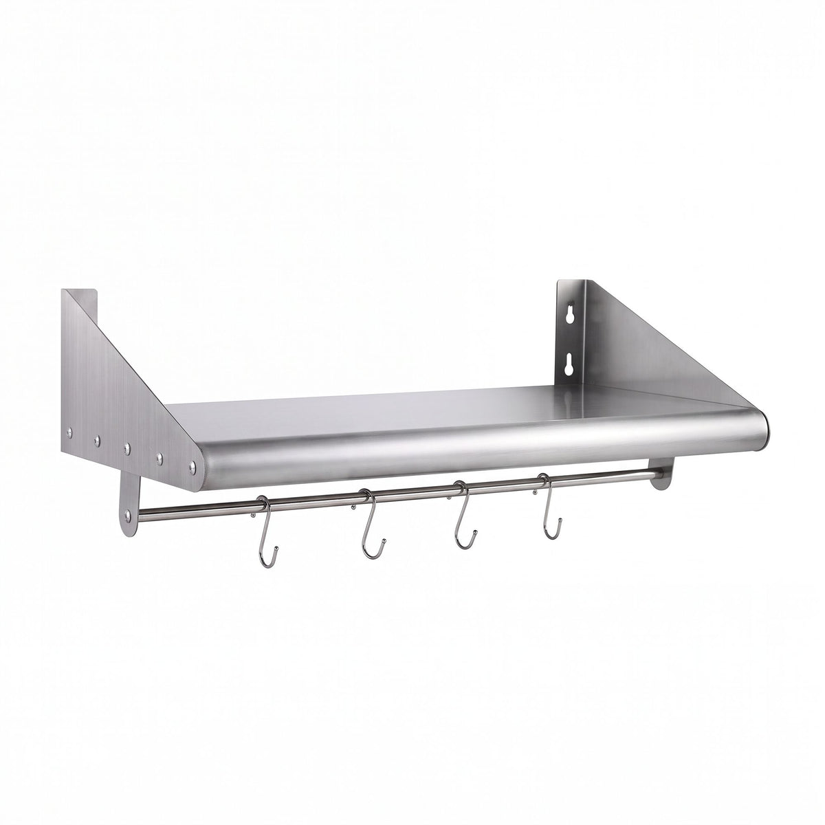 Cefito 610mm 430 Stainless Steel Wall Shelf with Hooks and Side Guards-Tools > Tools Storage > Wall Storage Racks-PEROZ Accessories