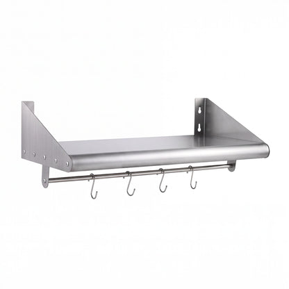Cefito 610mm 430 Stainless Steel Wall Shelf with Hooks and Side Guards-Tools > Tools Storage > Wall Storage Racks-PEROZ Accessories