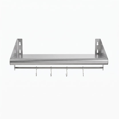 Cefito 610mm 430 Stainless Steel Wall Shelf with Hooks and Side Guards-Tools > Tools Storage > Wall Storage Racks-PEROZ Accessories