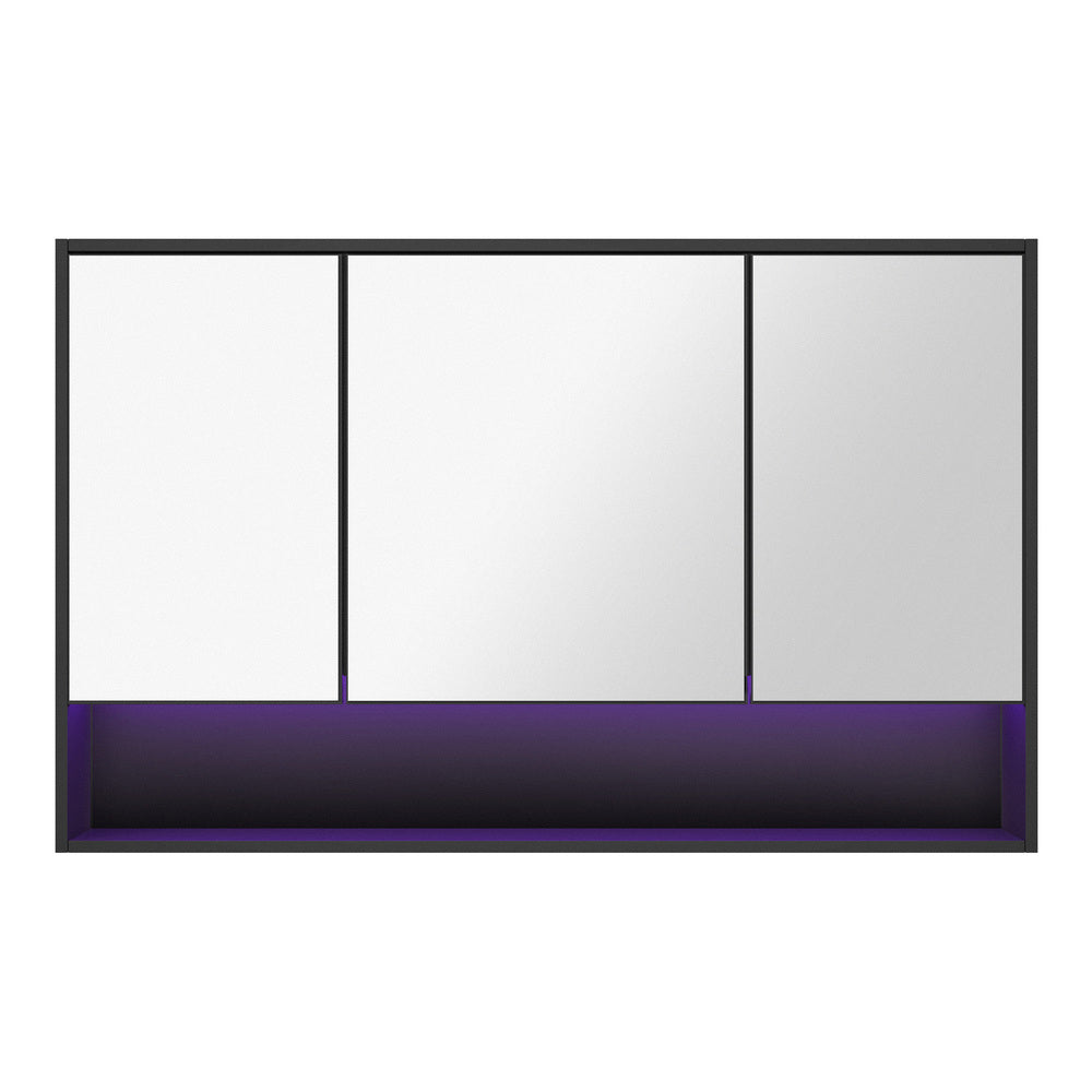 Welba Bathroom Mirror Cabinet LED Wall Storage 1200x750mm Black-Bathroom Cabinet-PEROZ Accessories