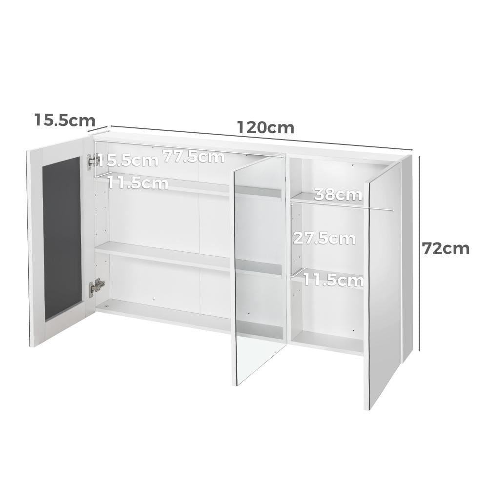 Welba Bathroom Mirror Cabinet Vanity Medicine Wall Shaving Storage 1200mmx720mm-Entertainment Unit-PEROZ Accessories