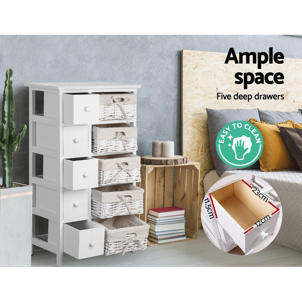 Artiss 5 Chest of Drawers with 5 Baskets - MAY-Drawers-PEROZ Accessories
