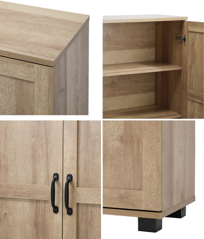 Oikiture Storage Cabinet Buffet Sideboard 2 Door Natural-Storage Cabinet-PEROZ Accessories