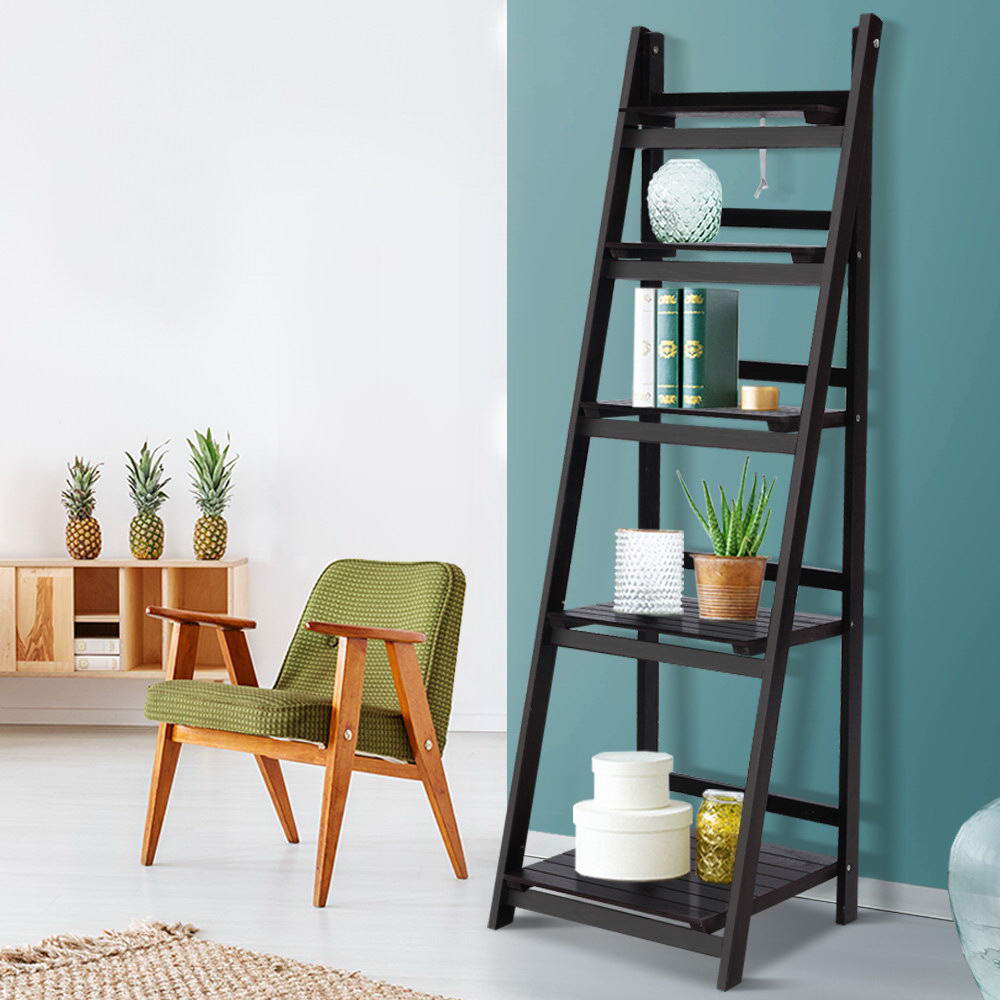 Artiss Bookshelf Corner Shelf 5 Tiers - ZANE Coffee-Furniture &gt; Office-PEROZ Accessories