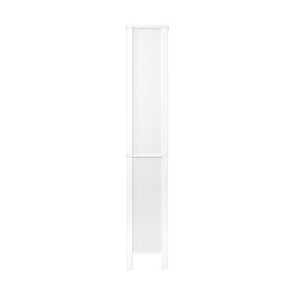Oikiture Bathroom Cabinet Storage Laundry Tall Slim Cupboard Rattan Door White-Bathroom Cabinet-PEROZ Accessories