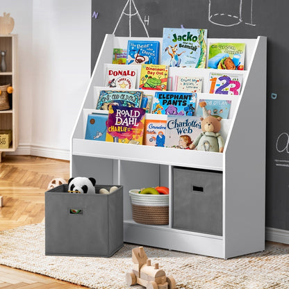 Oikiture Kids Bookshelf Toy Box Organiser Display Shelf-Kid Storage-PEROZ Accessories