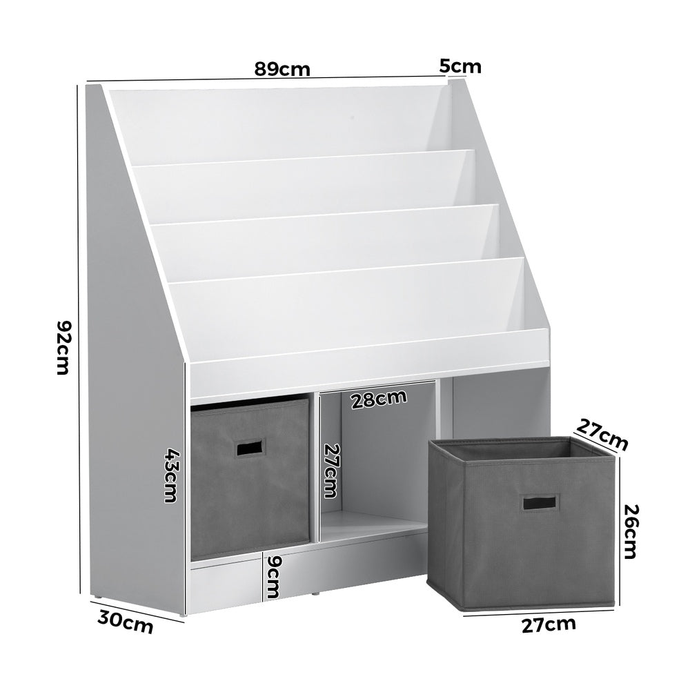 Oikiture Kids Bookshelf Toy Box Organiser Display Shelf-Kid Storage-PEROZ Accessories