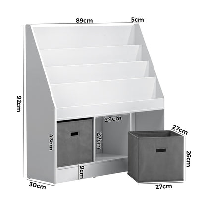 Oikiture Kids Bookshelf Toy Box Organiser Display Shelf-Kid Storage-PEROZ Accessories