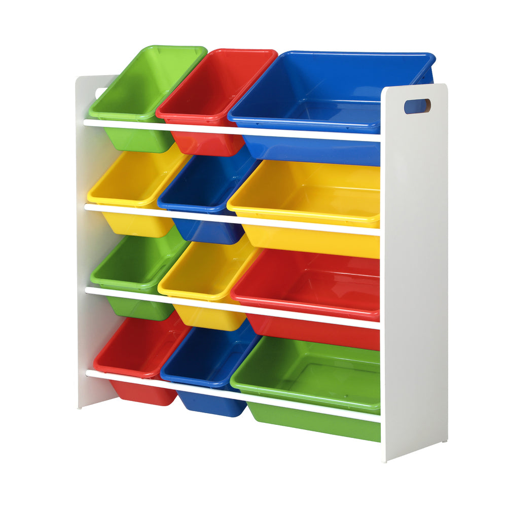 Oikiture Kids Toy Box Organiser 12 Bins Display Shelf Storage Rack Drawer-Kid Storage-PEROZ Accessories
