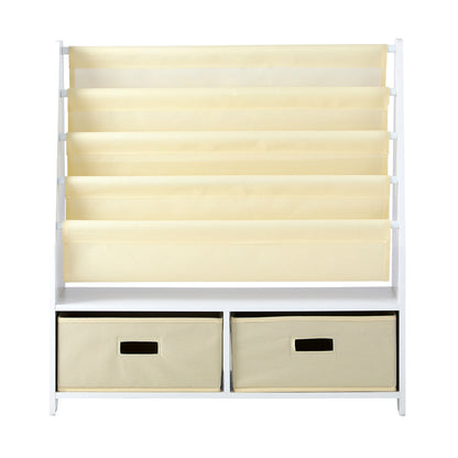 Oikiture 4 Tier Kids Bookshelf Bookcase with 2 Drawers Children Toy Storage Cabinet-Storage Cabinet-PEROZ Accessories