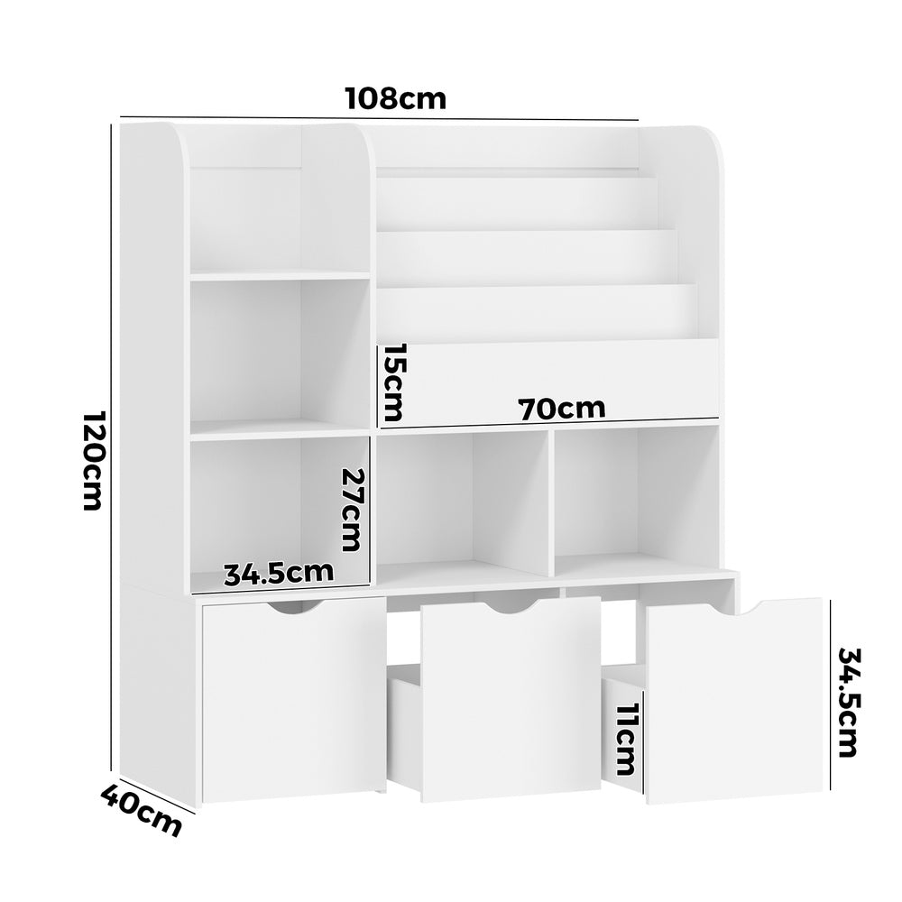 Oikiture Kids Bookcase Toy Organiser Cabinet With Chest-Kid Storage-PEROZ Accessories