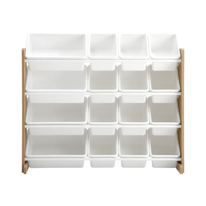 Oikiture 16 Bins 4-Tier Kids Toy Organiser Storage Rack-Kid Storage-PEROZ Accessories