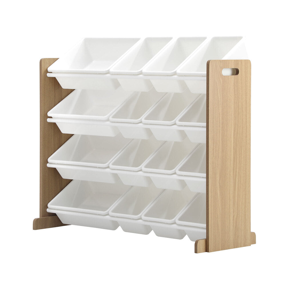 Oikiture 16 Bins 4-Tier Kids Toy Organiser Storage Rack-Kid Storage-PEROZ Accessories