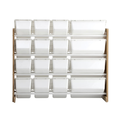 Oikiture 16 Bins 4-Tier Kids Toy Organiser Storage Rack-Kid Storage-PEROZ Accessories