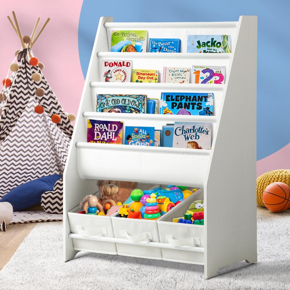 Oikiture Kids Bookshelf Bookcase with 3 Storage Cabinet-Bookcases &amp; Shelves-PEROZ Accessories