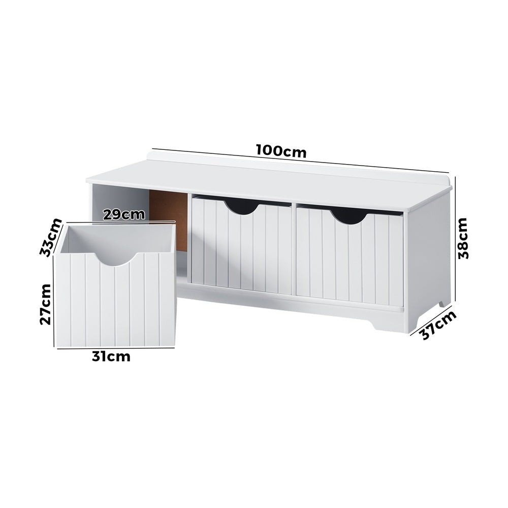 Oikiture Kids Toy Storage Box Organiser Seating Bench-Kid Storage-PEROZ Accessories