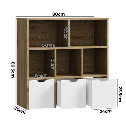 Oikiture Kids Storage Organiser Cabinet With Removable Box Natural-Kid Storage-PEROZ Accessories