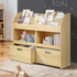 Oikiture Kids Bookshelf Toy Storage Box Organiser Display Shelf Natural-Kid Storage-PEROZ Accessories