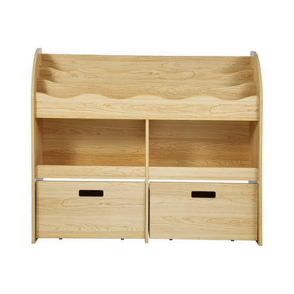 Oikiture Kids Bookshelf Toy Storage Box Organiser Display Shelf Natural-Kid Storage-PEROZ Accessories