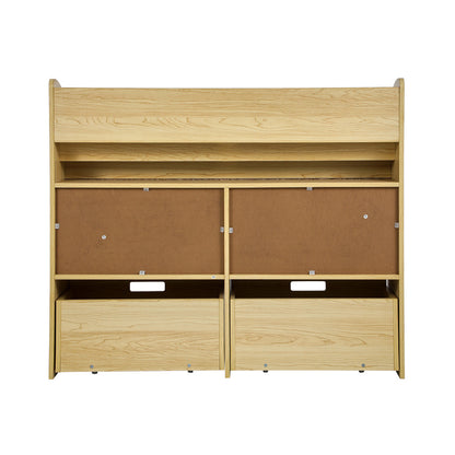 Oikiture Kids Bookshelf Toy Storage Box Organiser Display Shelf Natural-Kid Storage-PEROZ Accessories