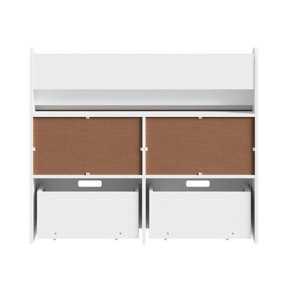 Oikiture Kids Bookshelf Toy Storage Box Organiser Display Shelf White-Kid Storage-PEROZ Accessories