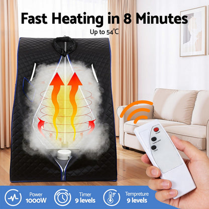 Devanti Portable Steam Sauna Tent 1000W 2L Steamer Pot Personal Home SPA Timer-Furniture > Office > Desks-PEROZ Accessories