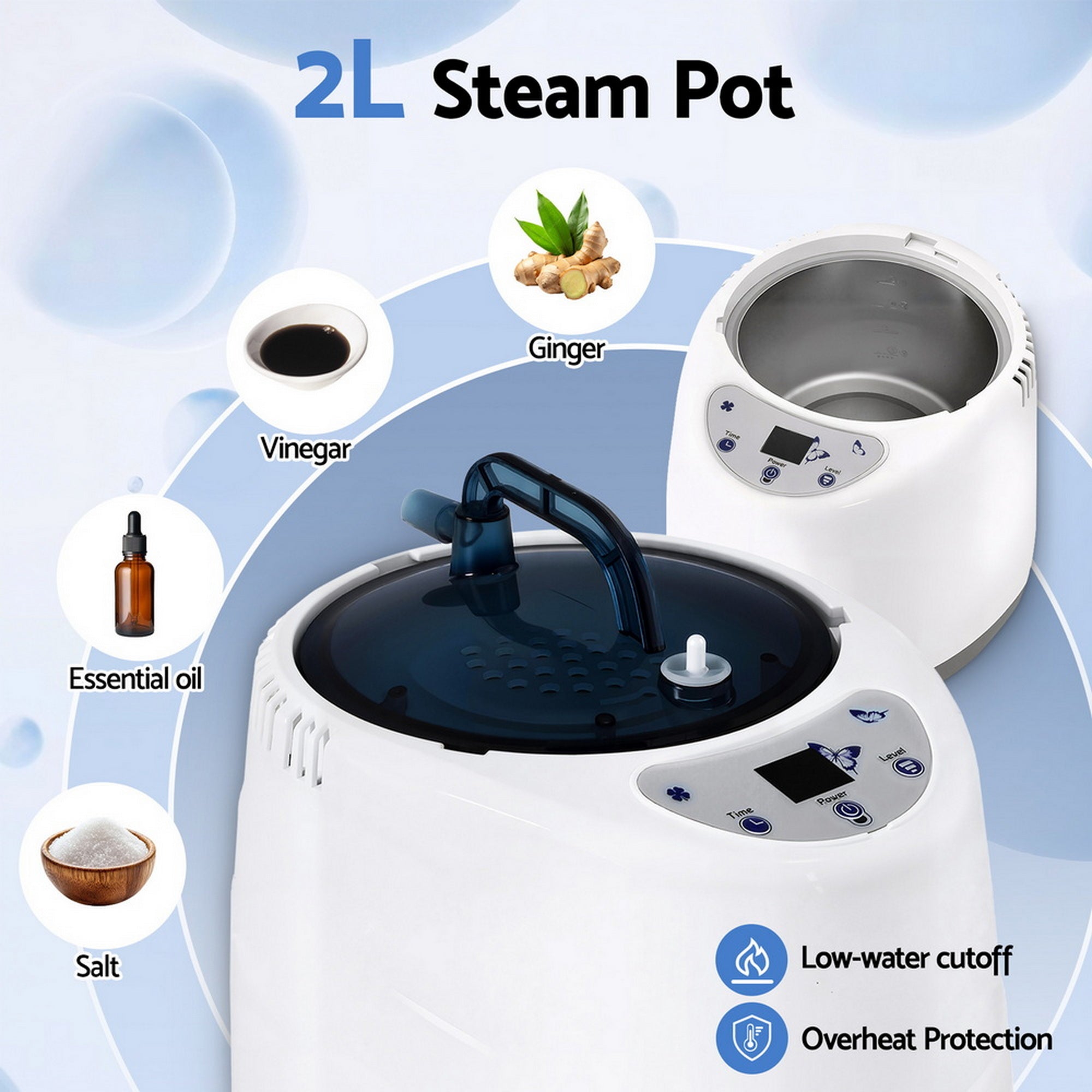 Devanti Portable Steam Sauna Tent 1000W 2L Steamer Pot Personal Home SPA Timer-Furniture > Office > Desks-PEROZ Accessories