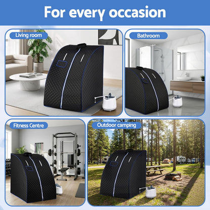 Devanti Portable Steam Sauna Tent 1000W 2L Steamer Pot Personal Home SPA Timer-Furniture > Office > Desks-PEROZ Accessories