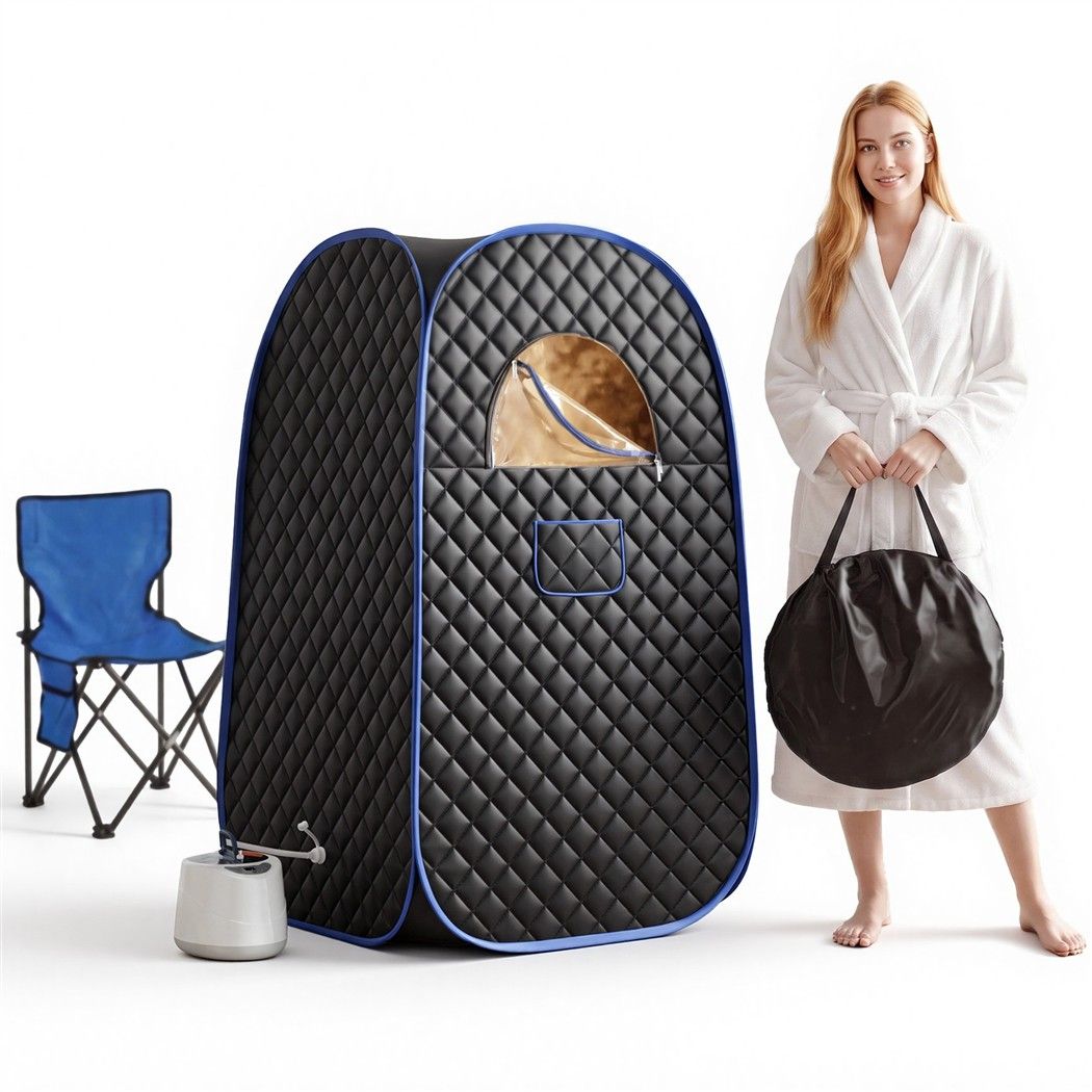 Devanti Portable Steam Sauna Tent 1-Min PoP Up 1000W 2L Steamer Home SPA Timer-Home &amp; Garden > Pool &amp; Accessories > Spas &amp; Accessories-PEROZ Accessories