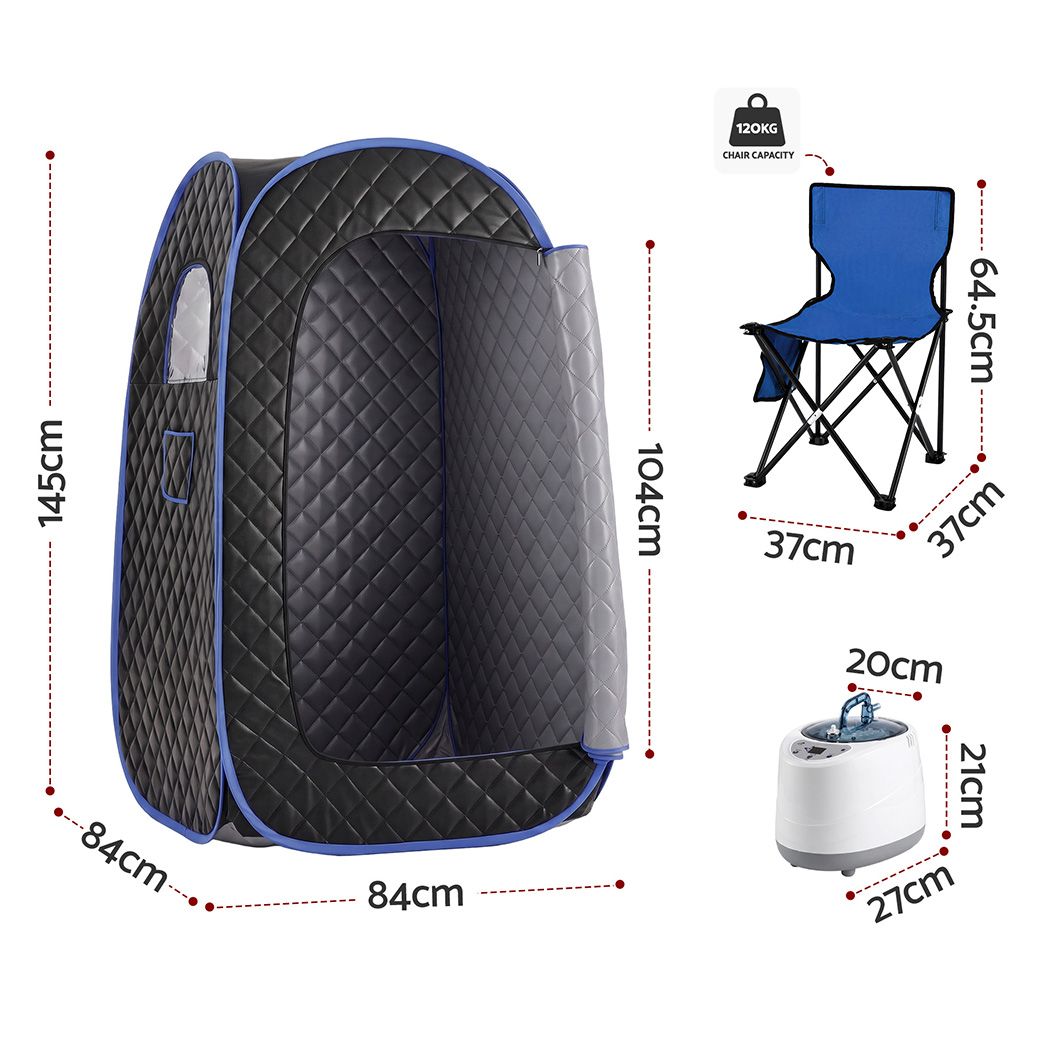 Devanti Portable Steam Sauna Tent 1-Min PoP Up 1000W 2L Steamer Home SPA Timer-Home &amp; Garden > Pool &amp; Accessories > Spas &amp; Accessories-PEROZ Accessories
