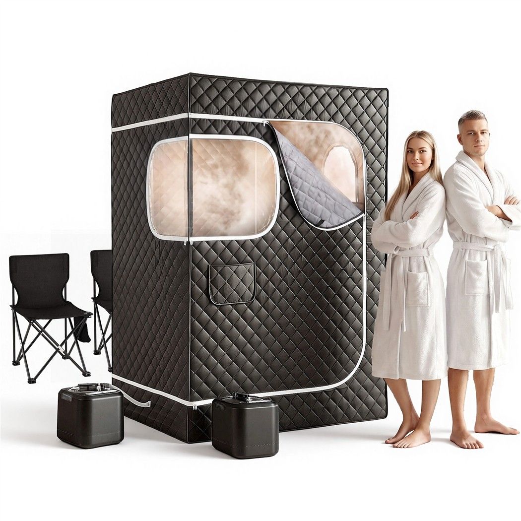 Devanti Portable Steam Sauna Tent 2 Person 1000W 3L Steamer Home SPA 60Min Timer-Home &amp; Garden > Pool &amp; Accessories > Spas &amp; Accessories-PEROZ Accessories