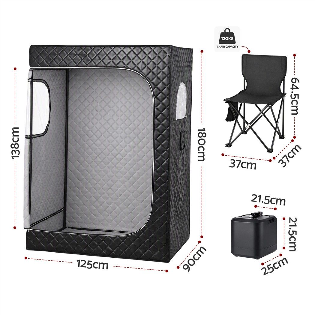 Devanti Portable Steam Sauna Tent 2 Person 1000W 3L Steamer Home SPA 60Min Timer-Home &amp; Garden > Pool &amp; Accessories > Spas &amp; Accessories-PEROZ Accessories